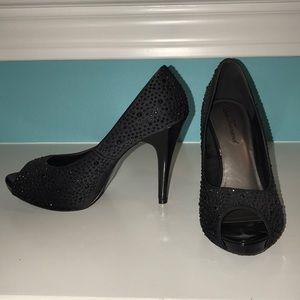 Black Rhinestone Heels